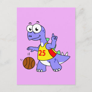 Illustration Of A Stegosaurus Playing Basketball. Postcard