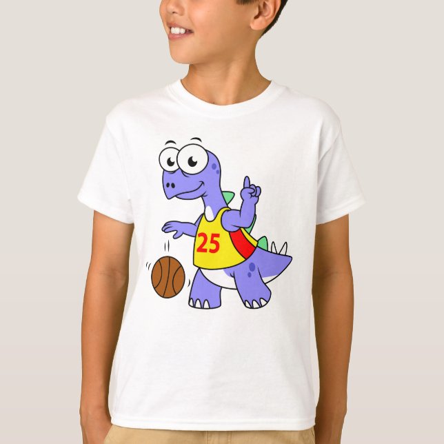 Illustration Of A Stegosaurus Playing Basketball. T-Shirt (Front)