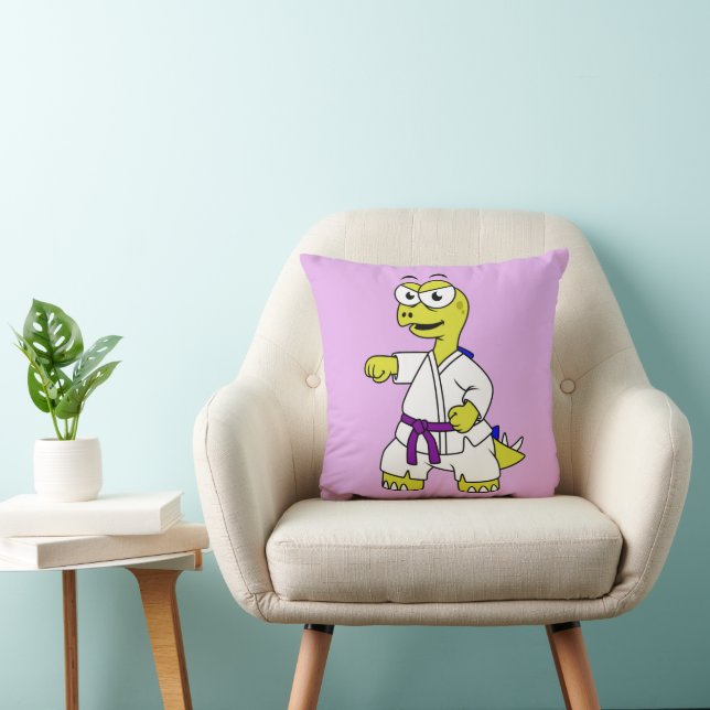 Illustration Of A Stegosaurus Practicing Karate. Cushion (Chair)