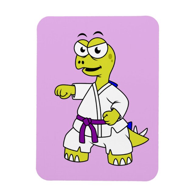 Illustration Of A Stegosaurus Practicing Karate. Magnet (Vertical)