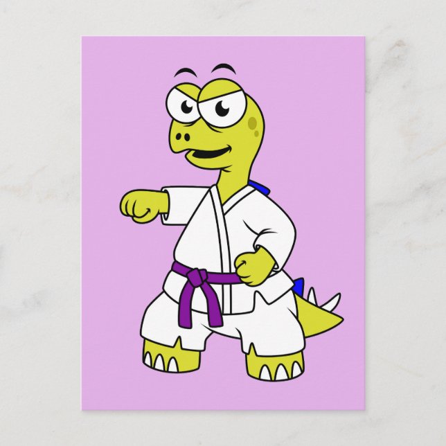 Illustration Of A Stegosaurus Practicing Karate. Postcard (Front)