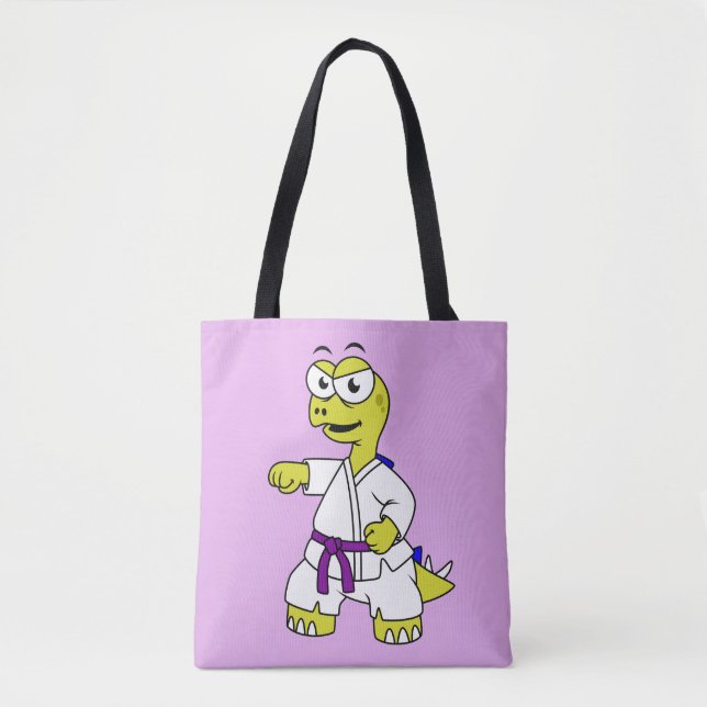 Illustration Of A Stegosaurus Practicing Karate. Tote Bag (Front)