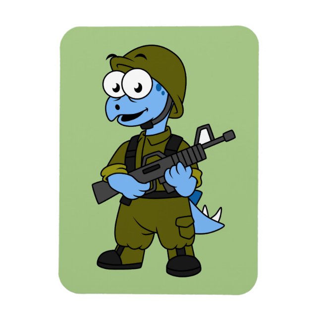 Illustration Of A Stegosaurus Soldier. Magnet (Vertical)
