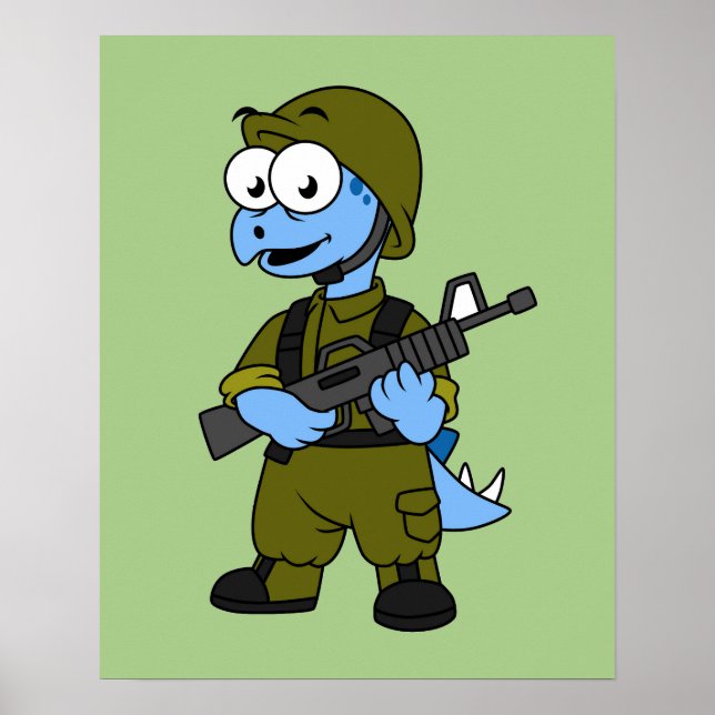 Illustration Of A Stegosaurus Soldier. Poster (Front)