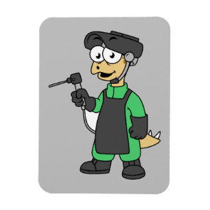 Illustration Of A Stegosaurus Welder. Magnet