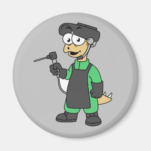 Illustration Of A Stegosaurus Welder. Magnet