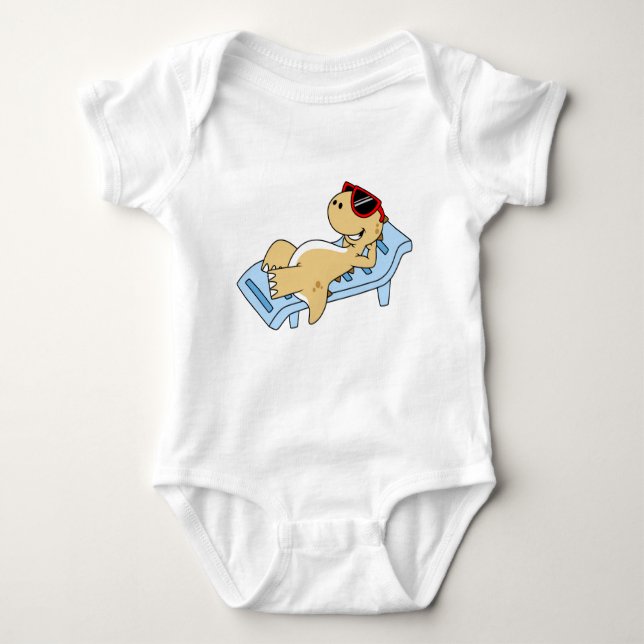 Illustration Of A Sunbathing Tyrannosaurus Rex. Baby Bodysuit (Front)