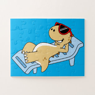 Illustration Of A Sunbathing Tyrannosaurus Rex. Jigsaw Puzzle