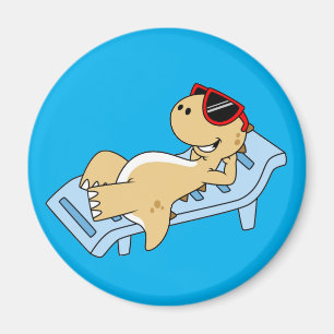 Illustration Of A Sunbathing Tyrannosaurus Rex. Magnet