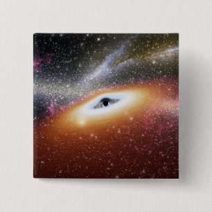 Illustration of a supermassive black hole 15 cm square badge