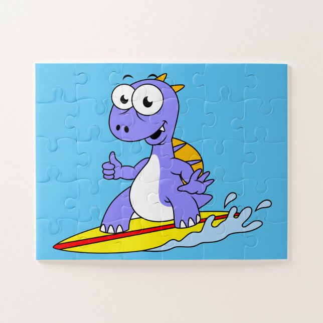 Illustration Of A Surfing Spinosaurus. Jigsaw Puzzle (Horizontal)