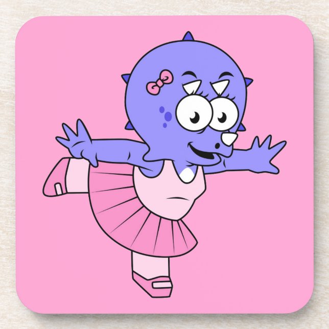 Illustration Of A Triceratops Ballet Dancer. Coaster (Front)