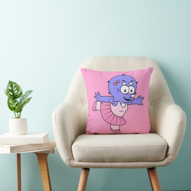 Illustration Of A Triceratops Ballet Dancer. Cushion (Chair)