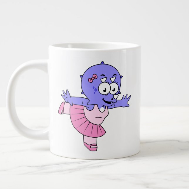 Illustration Of A Triceratops Ballet Dancer. Large Coffee Mug (Left)