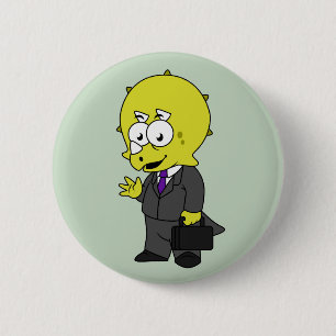 Illustration Of A Triceratops Businessman. 6 Cm Round Badge