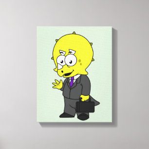 Illustration Of A Triceratops Businessman. Canvas Print