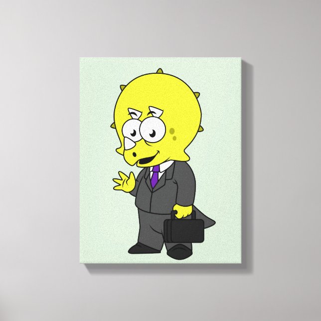 Illustration Of A Triceratops Businessman. Canvas Print (Front)