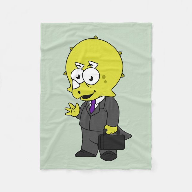 Illustration Of A Triceratops Businessman. Fleece Blanket (Front)