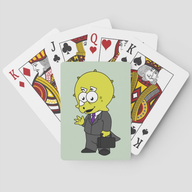 Illustration Of A Triceratops Businessman. Playing Cards (Back)