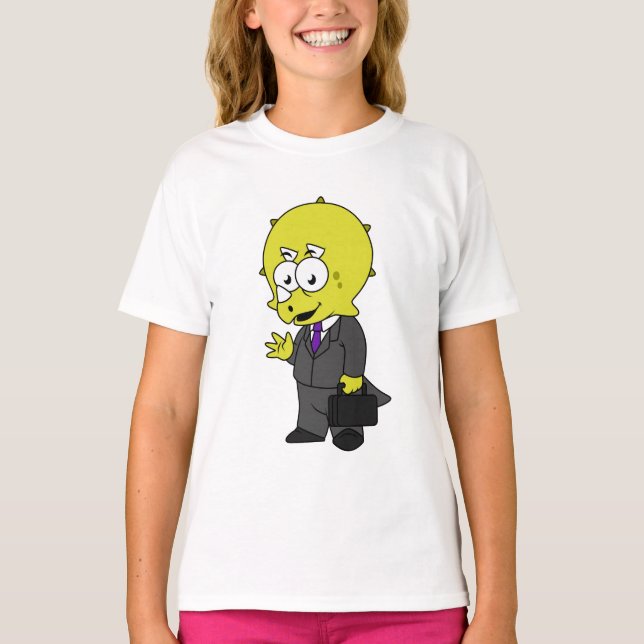 Illustration Of A Triceratops Businessman. T-Shirt (Front)