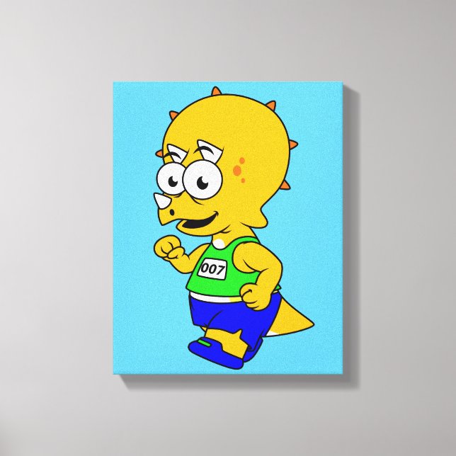 Illustration Of A Triceratops Runner. Canvas Print (Front)