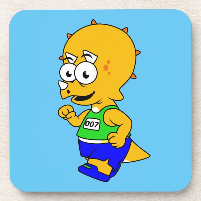 Illustration Of A Triceratops Runner. Coaster (Front)