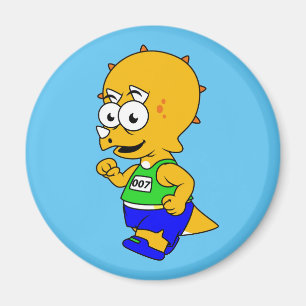 Illustration Of A Triceratops Runner. Magnet