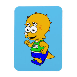 Illustration Of A Triceratops Runner. Magnet