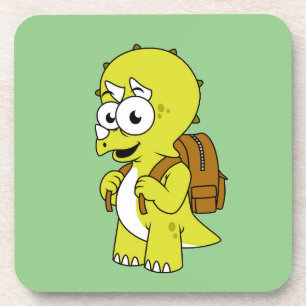 Illustration Of A Triceratops With Backpack. Coaster