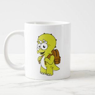 Illustration Of A Triceratops With Backpack. Large Coffee Mug