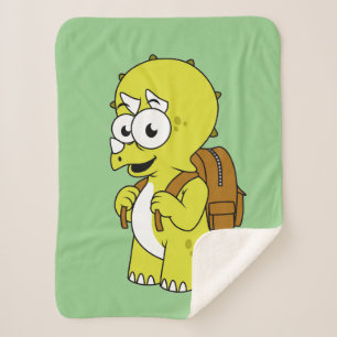Illustration Of A Triceratops With Backpack. Sherpa Blanket