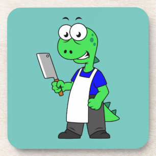Illustration Of A Tyrannosaurus Rex Butcher. Coaster