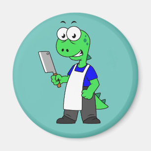 Illustration Of A Tyrannosaurus Rex Butcher. Magnet