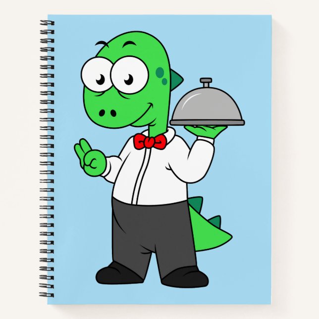 Illustration Of A Tyrannosaurus Rex Food Waiter. Notebook (Front)