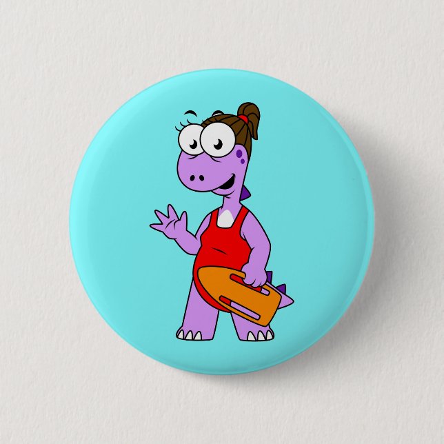 Illustration Of A Tyrannosaurus Rex Lifeguard. 6 Cm Round Badge (Front)