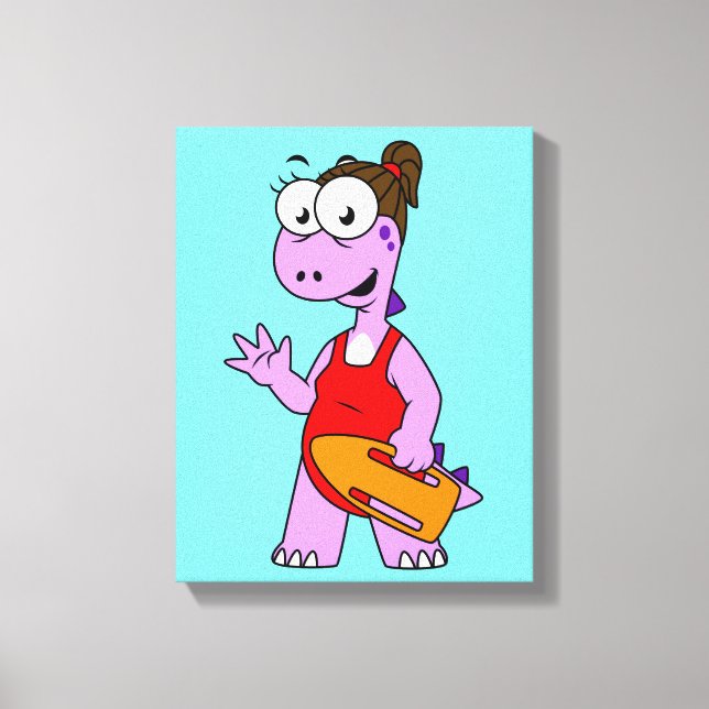 Illustration Of A Tyrannosaurus Rex Lifeguard. Canvas Print (Front)
