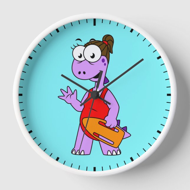 Illustration Of A Tyrannosaurus Rex Lifeguard. Clock (Front)