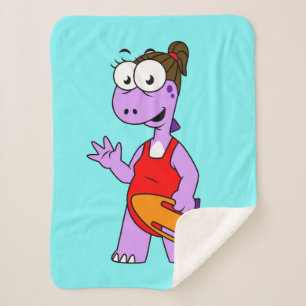 Illustration Of A Tyrannosaurus Rex Lifeguard. Sherpa Blanket