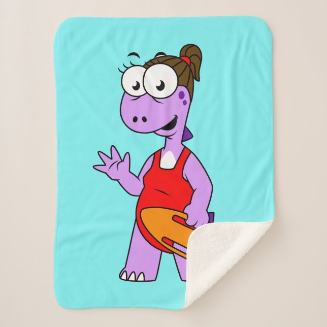 Illustration Of A Tyrannosaurus Rex Lifeguard. Sherpa Blanket (Front)