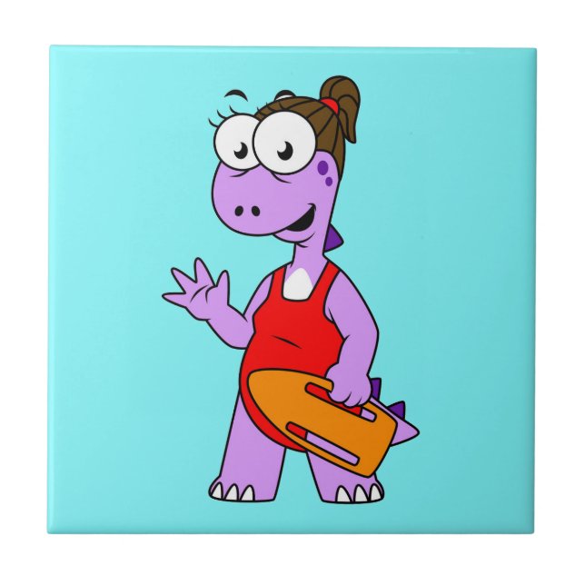Illustration Of A Tyrannosaurus Rex Lifeguard. Tile (Front)