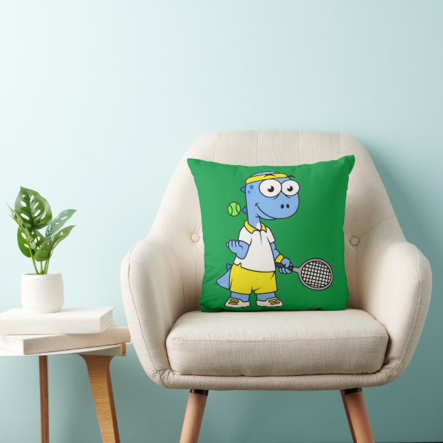 Illustration Of A Tyrannosaurus Rex Tennis Player. Cushion (Chair)