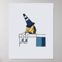 Illustration of a Woman Wearing a Traffic Cone