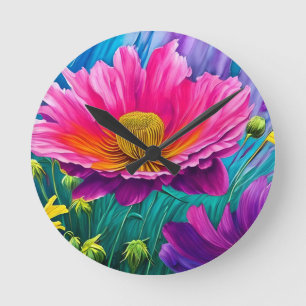 Illustration of abstract colourful nature round clock
