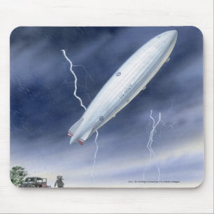 Illustration of airship being struck by lightning mouse pad