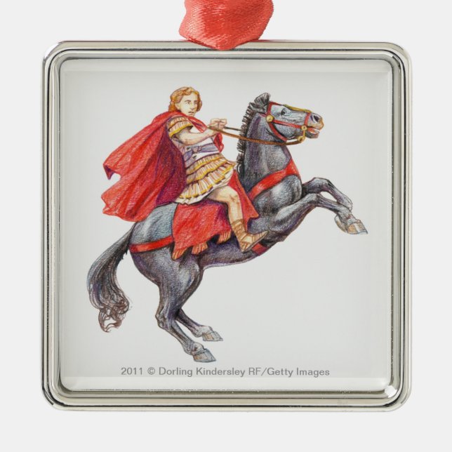Illustration of Alexander the Great Metal Tree Decoration (Front)