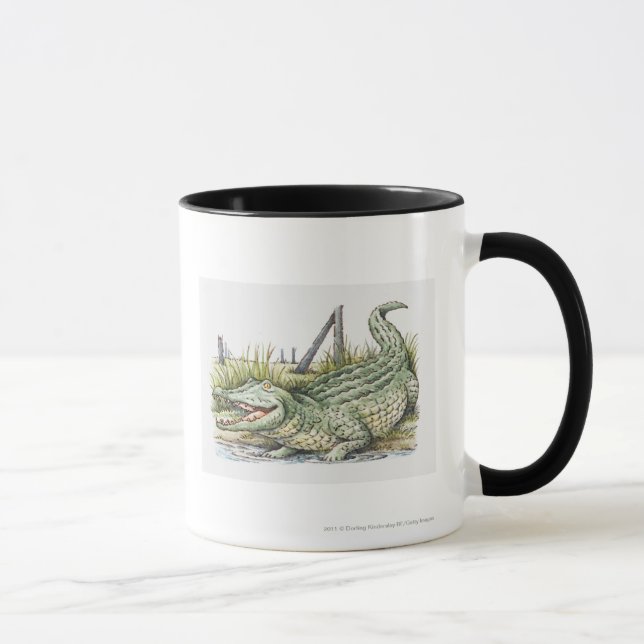 Illustration of alligator on the shore mug (Right)