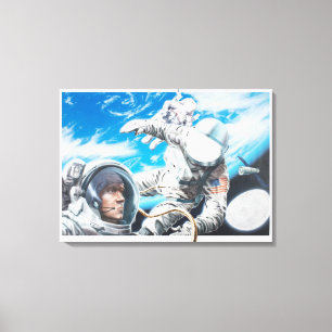 Illustration of American astronauts in space Canvas Print