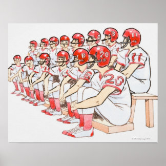 Illustration of American football team sitting Poster