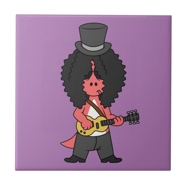 Illustration Of An Allosaurus Dressed As Rock Star Tile (Front)