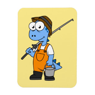 Illustration Of An Allosaurus Fisherman. Magnet